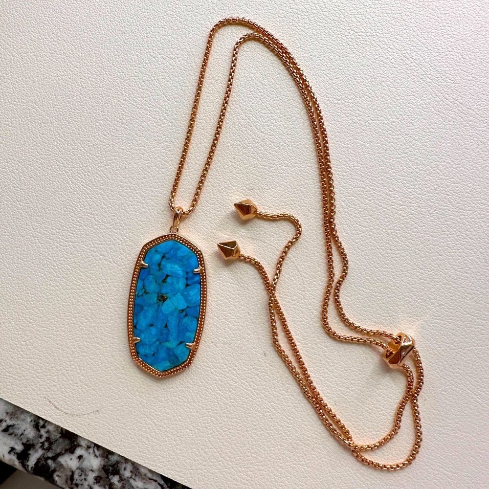 Turquoise Kendra Scott necklace ROSE GOLD hardware